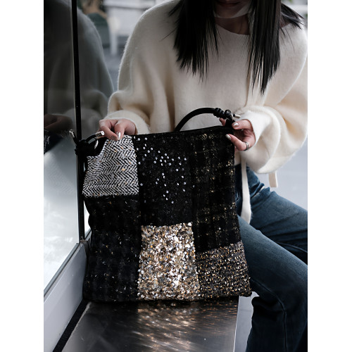 亮片單肩斜後後背包帆布包大容量手提布袋通勤包包女款小衆輕奢斜後後背包 亮片單肩斜後後背包帆布包大容量手提布袋通勤包包女款小衆輕奢斜後後背包