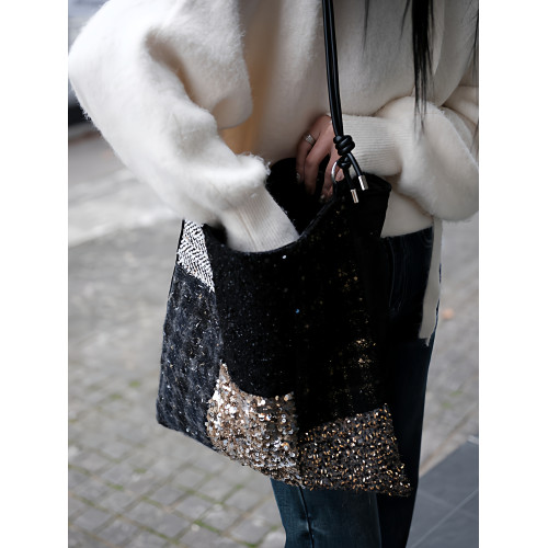 亮片單肩斜後後背包帆布包大容量手提布袋通勤包包女款小衆輕奢斜後後背包 亮片單肩斜後後背包帆布包大容量手提布袋通勤包包女款小衆輕奢斜後後背包