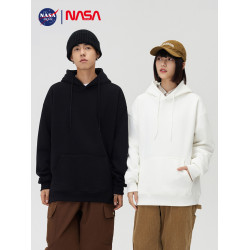 NASA聯名紅色本命年連帽衛衣男女秋冬季加絨加厚寬鬆純色內搭帽衫