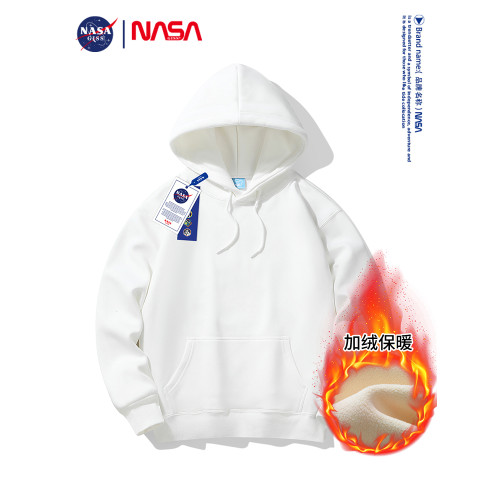 NASA聯名紅色本命年連帽衛衣男女秋冬季加絨加厚寬鬆純色內搭帽衫