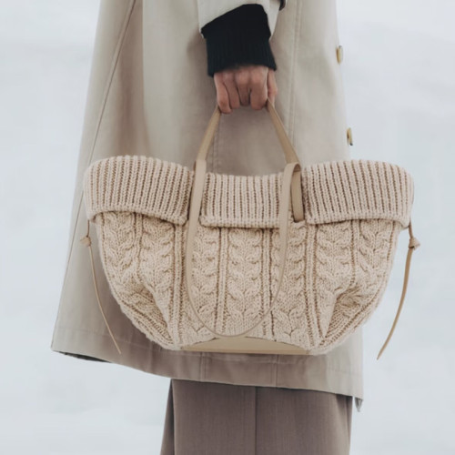 2026春季新款針織編織女包托特包毛線手提包時尚大容量通勤單肩包