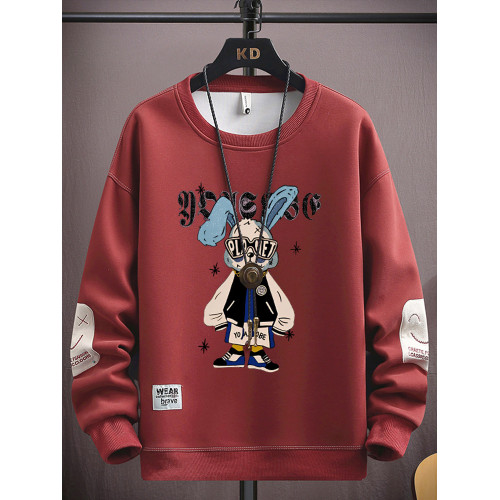 春秋季長袖t恤男孩青少年新款寬鬆純棉衛衣大童圓領打底衫上衣服