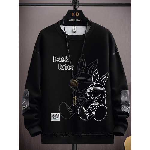 春秋季長袖t恤男孩青少年新款寬鬆純棉衛衣大童圓領打底衫上衣服