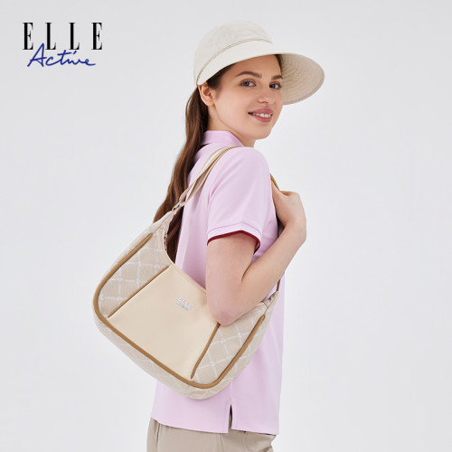 ELLE Active復古老花單肩包氣質斜後後背包運動風休閒手提包大容量