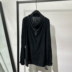 暗黑系廢土風做舊寬鬆破洞高領衛衣復古流行鏤空設計感乞丐T恤潮