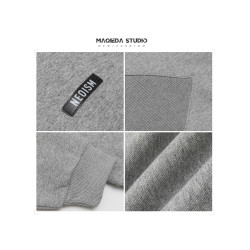 日系復古羅紋拼接圓領重磅衛衣男女春秋季潮牌寬鬆情侶套頭衫外套