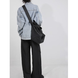 木川卡 小衆設計斜後後背包潮牌機車包時尚軟皮大容量通勤單肩包新款