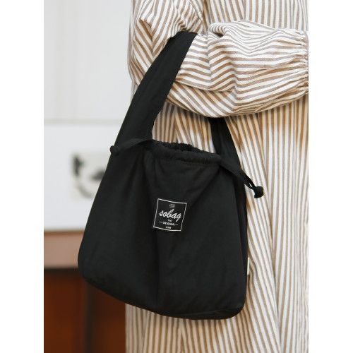 sobag輕便休閒防水尼龍布手拎腋下包女簡約文藝抽繩手挽手提小包