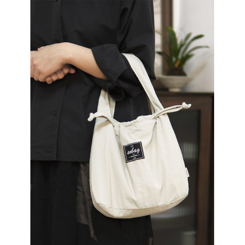 sobag輕便休閒防水尼龍布手拎腋下包女簡約文藝抽繩手挽手提小包