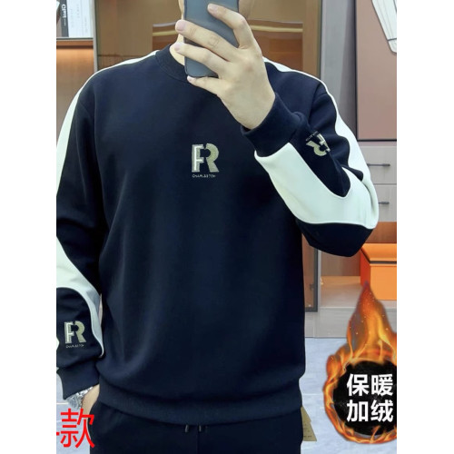 長袖圓領衛衣2023男士潮流男裝上衣百搭圓領時尚休閒韓版刺綉套頭