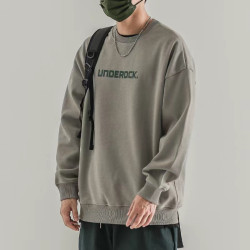 2022秋季新品男士圓領衛衣加絨加厚日系寬鬆打底衫純棉上衣ins潮