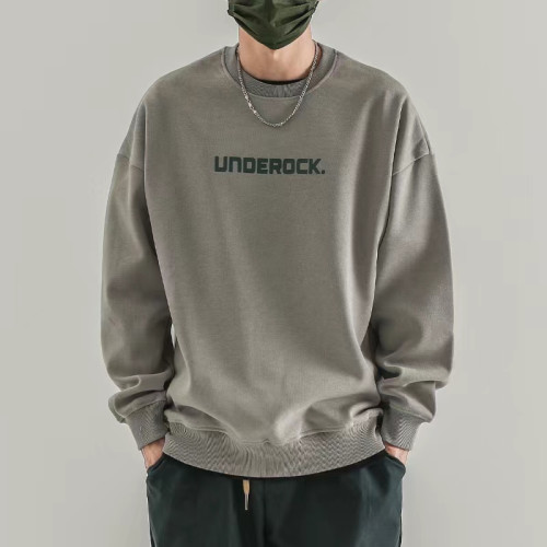 2022秋季新品男士圓領衛衣加絨加厚日系寬鬆打底衫純棉上衣ins潮