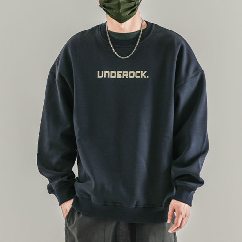 2022秋季新品男士圓領衛衣加絨加厚日系寬鬆打底衫純棉上衣ins潮