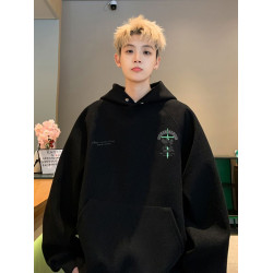 300斤大碼山東即墨連帽情侶衛衣男女秋季美式潮牌痞帥十字架外套