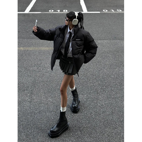 拽酷辣妹歐美暗黑風大頭厚底切爾西短靴2025年秋冬小衆馬丁靴女