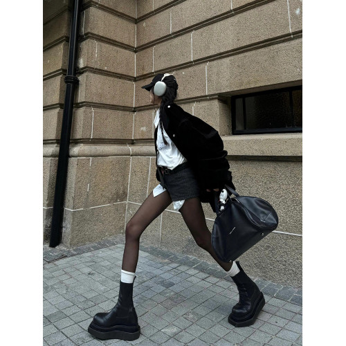 拽酷辣妹歐美暗黑風大頭厚底切爾西短靴2025年秋冬小衆馬丁靴女