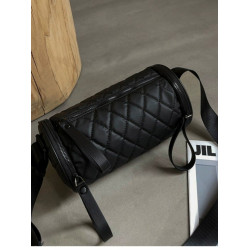 菱格圓筒包女單肩包2026新款潮高級感百搭牛津布水桶包斜背枕頭包