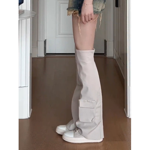 ro褲琯靴女過膝長靴厚底長筒靴可拆卸兩穿口袋帆布鞋2025新款長靴