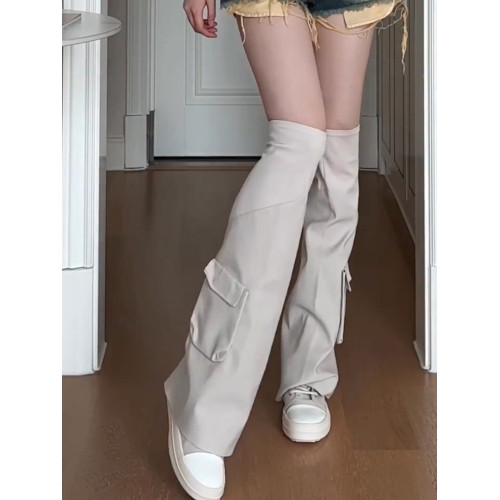 ro褲琯靴女過膝長靴厚底長筒靴可拆卸兩穿口袋帆布鞋2025新款長靴