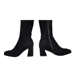 秋冬季加絨高跟過膝長靴高筒靴子女2024新款卡其色彈力長筒靴真皮