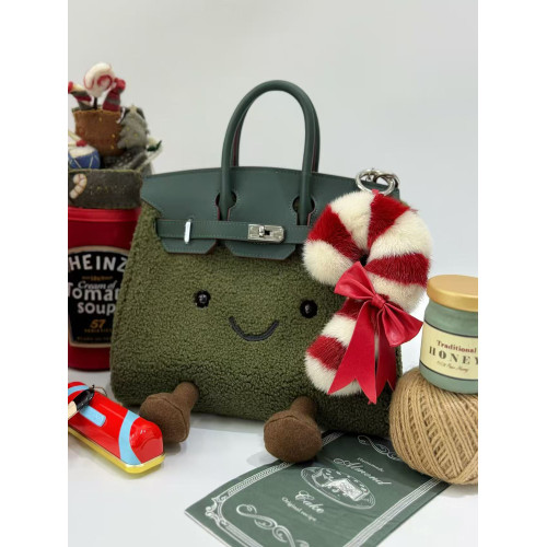 ZRVR限量紅毛絨絨手提鉑金包bk小精靈羊羔絨凱莉包單肩斜後後背包