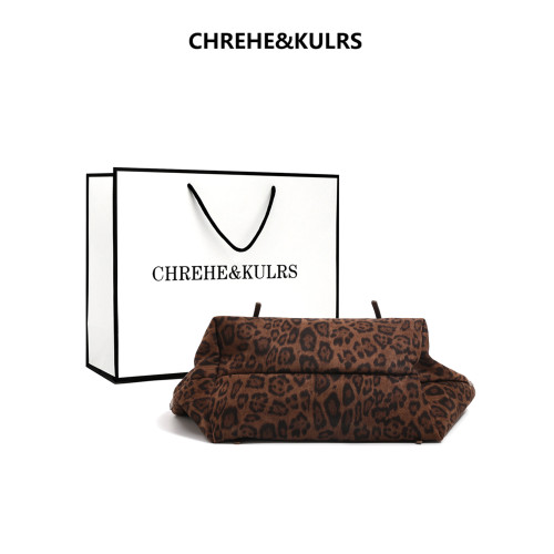 CHREHE&KULRS慵懶風松弛感豹紋包包女大容量托特包通勤包單肩大包