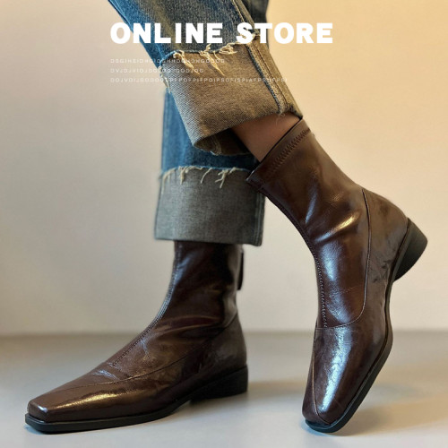 方頭氣質小短靴爆款粗跟加絨內增高瘦瘦靴真皮秋冬靴子2026年新款 方頭氣質小短靴爆款粗跟加絨內增高瘦瘦靴真皮秋冬靴子2026年新款