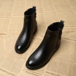 品牌平底短靴女2025秋冬季新款韓版厚底百搭馬丁靴休閒加絨女靴子