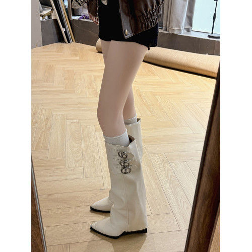尖頭內增高褲琯靴皮帶釦長筒靴子女2026秋冬新款巨好看高筒騎士