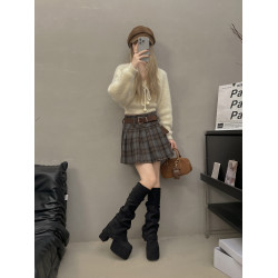 粗跟松糕厚底靴子女2025秋冬新款爆款不過膝彈力長筒靴黑色褲琯靴