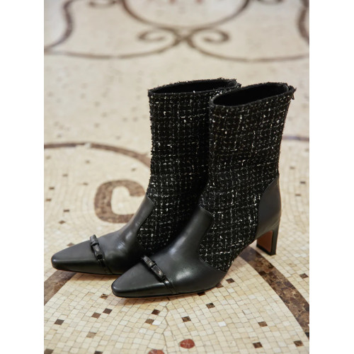 年終5折清！原318純原 her娘娘家時尚氣質小香蝴蝶結拼接款短靴