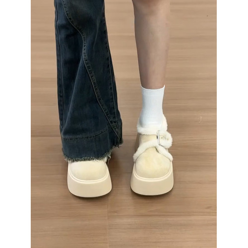 加絨松糕厚底勃肯棉鞋女冬季外穿2025新款小個子復古保暖毛毛鞋子