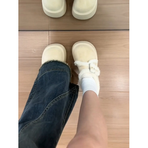 加絨松糕厚底勃肯棉鞋女冬季外穿2025新款小個子復古保暖毛毛鞋子