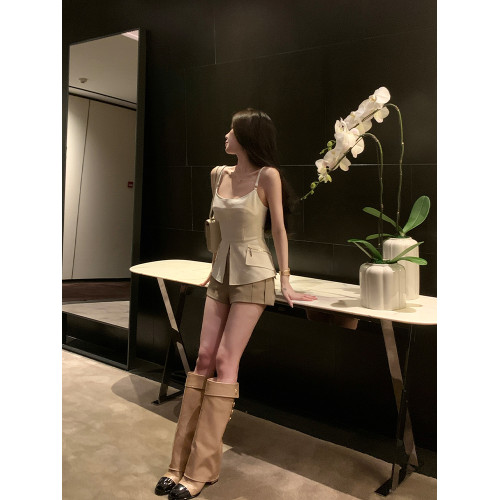 高定小姐姐【高貨！拼色騎士靴】褲琯靴圓頭粗跟不過膝騎士高筒靴