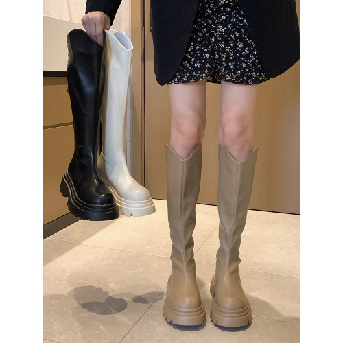 賈不假不過膝長筒靴女款2026新款春季靴子爆款高跟瘦瘦靴厚底女鞋