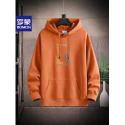 新款羅矇連帽棉衛衣男薄重磅運動休閒時尚青年加絨厚大碼學生帽衫