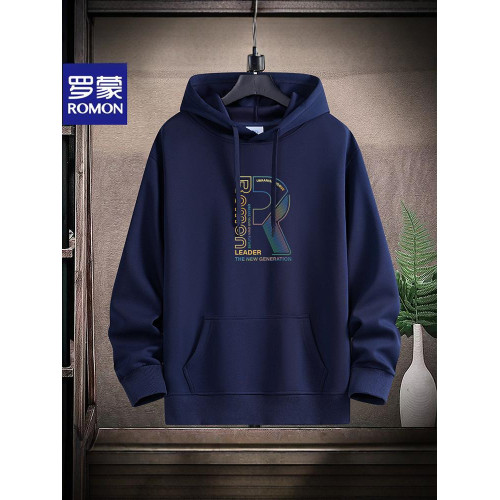 新款羅矇連帽棉衛衣男薄重磅運動休閒時尚青年加絨厚大碼學生帽衫