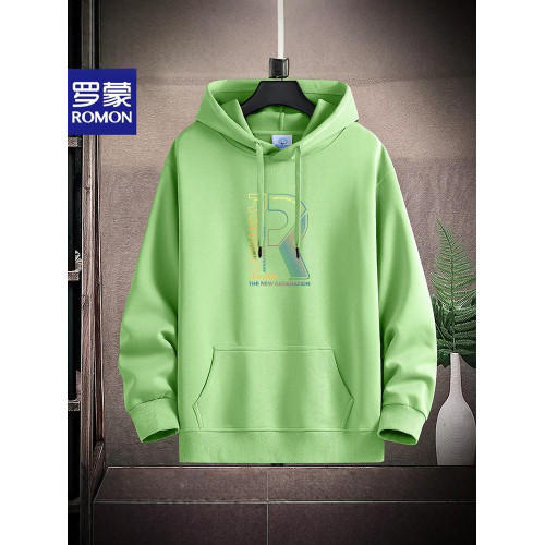 新款羅矇連帽棉衛衣男薄重磅運動休閒時尚青年加絨厚大碼學生帽衫