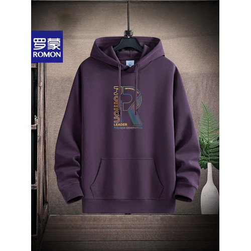 新款羅矇連帽棉衛衣男薄重磅運動休閒時尚青年加絨厚大碼學生帽衫