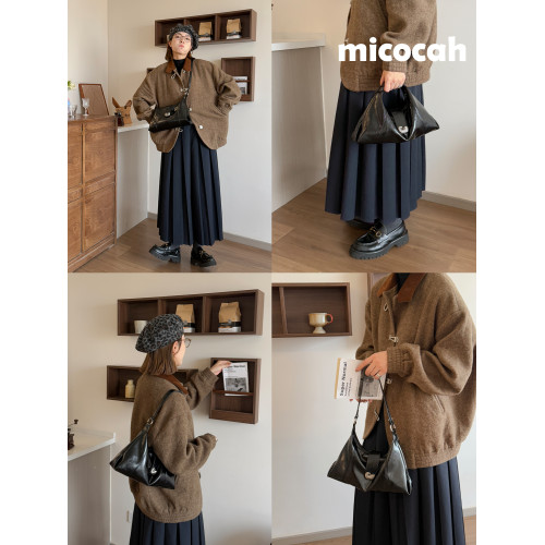Micocah「海螺印象」小衆包包腋下包高級斜後後背包女包通勤托特包黑 Micocah「海螺印象」小衆包包腋下包高級斜後後背包女包通勤托特包黑