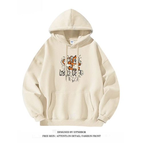 銀狐絨美式復古貓和老鼠衛衣情侶裝ins秋冬寬鬆潮流連帽外套男女