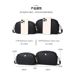 MXPE/瑪茜皮爾2026年新款時尚小香風菱格小圓包頭層牛皮單肩斜背
