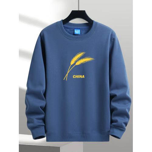 青少年男加絨圓領衛衣加厚潮流保暖棉質寬鬆秋冬打底外套上衣長袖