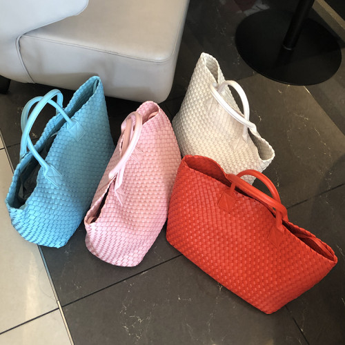 2024夏上新馬卡龍大容量手提包小衆設計手工編織單肩包潮流包包女 2024夏上新馬卡龍大容量手提包小衆設計手工編織單肩包潮流包包女