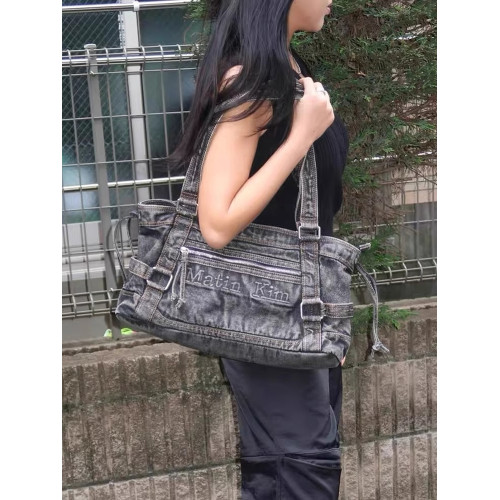 【官網正品】Matin Kim女包水洗復古做舊牛角包單肩牛仔托特包包