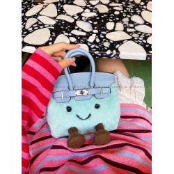 bk小精靈迷你小包包斜背超火毛茸茸小方包可愛手提小拎包可放手機