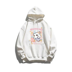 銀狐絨韓版潮牌線條小狗印花連帽衛衣男女休閒秋冬季ins寬鬆外套