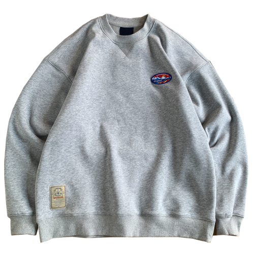 重磅衛衣男加絨加厚秋冬保暖時尚綉章寬鬆百搭美式圓領長袖上衣潮