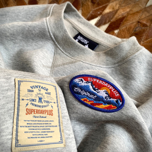 重磅衛衣男加絨加厚秋冬保暖時尚綉章寬鬆百搭美式圓領長袖上衣潮