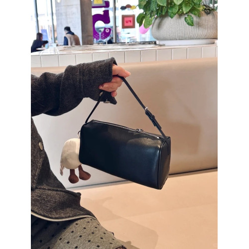 90s包小衆頭層牛皮手提包簡約復古手拎單肩包迷你麂皮斜背筆筒包